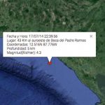 Se registra sismo en el occidente del país