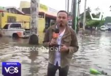 Periodista de Vos TV se va en un hoyo en plena transmisión