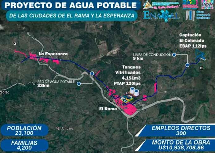 nicaragua, enacal, obras, el rama, la esperanza, sistema de agua