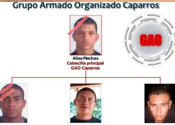 colombia, desarticulacion, banda criminal, los caparros, grupo armado,