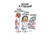 Italia denuncia a Charlie Hebdo por caricatura