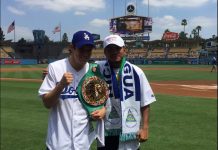 Chocolatito-Cuadras en el Dodgers Stadium