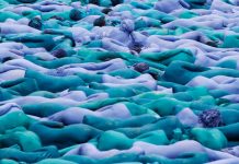 Miles pintan de azul sus cuerpos desnudos por el cambio climático