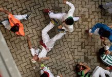 Nueve heridos, sin cornadas en último encierro de San Fermín