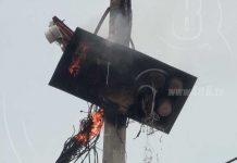 Poste en llamas asusta a comerciantes en el mercado Oriental
