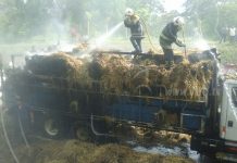 Masaya: Camión arde con todo y pacas de arroz
