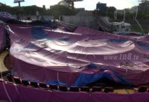 Ventarrón manda abajo a circo acuático