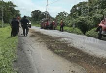 Accidente por derrame de aceite en Carretera Sur