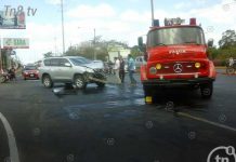 Derrame de combustible tras choque en Carretera a Masaya