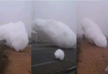 Insólito: Nubes de espuma caen del cielo en Marruecos