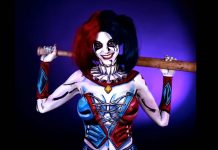 YouTube: joven se hace viral con bodypaint de Harley Quinn