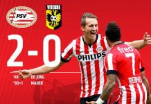 PSV vence 2-0 a Arnhem y sigue líder en Holanda