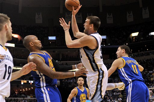 Marc Gasol, Marreese Speights, Klay Thompson