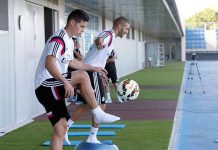 Primer entrenamiento de James en el Real Madrid