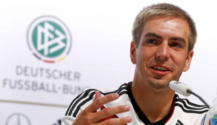 En la imagen, el futbolista alemán Philipp Lahm, durante una rueda de prensa en la ciudad brasileña de Santo André
