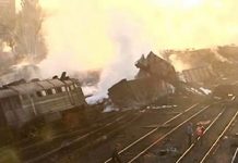 Inmenso incendio al descarrilar tren ruso que transportaba cisternas de gas