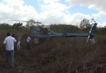 Helicóptero realiza aterrizaje forzoso