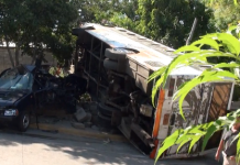 Bus volador deja a cinco en hospital