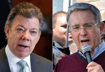 Santos y Uribe cruzan duros mensajes en Twitter durante investidura de Bachelet