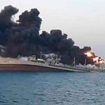iran, golfo de oman, incendio, buque militar, hundimiento, autoridades,