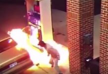 En video: causó un incendio en una gasolinera por matar una araña