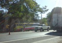 Chocan autobús y camión en Carretera León-Telica