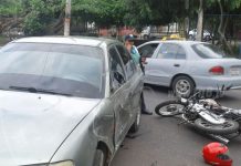 Managua: Accidente deja a motorizado lesionado