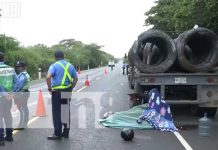 nicaragua, accidente, carretera nueva a leon, motociclista, camion,