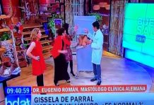 Modelo semi desnuda se desmaya en programa de salud chileno
