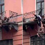 Rusia, San Petersburgo, balcón, pareja discutiendo, video,