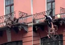 Rusia, San Petersburgo, balcón, pareja discutiendo, video,