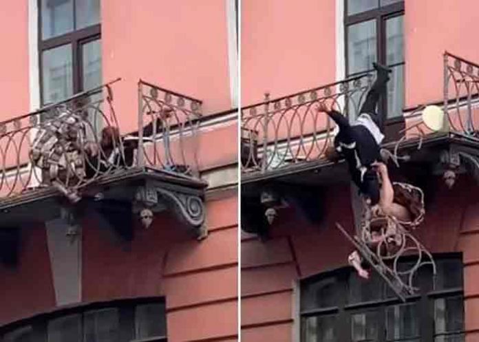 Rusia, San Petersburgo, balcón, pareja discutiendo, video,