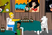 Perro Blanko le gana a tapinear a Homero Simpson
