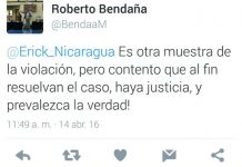 Bendaña reacciona en Twitter por proceso que enfrenta