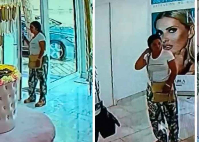 robo1 Video, mujer, roba móvil, salón de belleza,