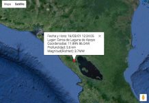 Reportan sismo de 3,7 cerca de Laguna de Apoyo