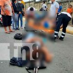 Accidente de tránsito deja a motociclista y acompañante con severas lesiones nicaragua, managua, accidente de transito, lesionados,