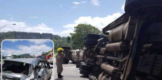 Vuelco de un camión cisterna en Honduras