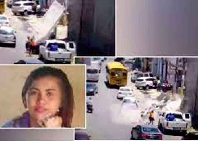 Impactante momento cuando una pared le cae a una embarazada en Honduras