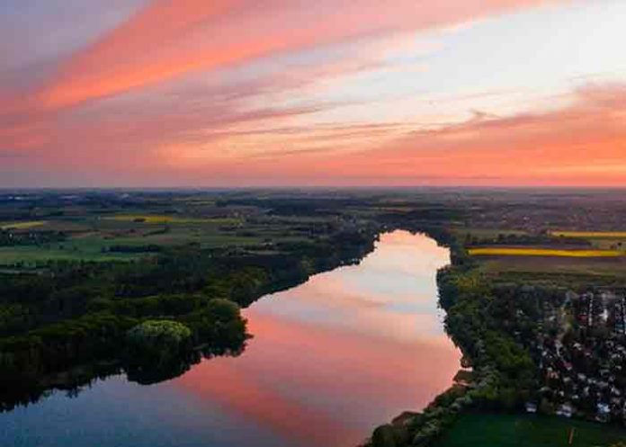 Desechos pesqueros tiñen de rosa laguna de la Patagonia argentina