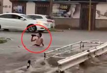 ¡Sin miedo al éxito! Con cerveza en mano hombre enfrenta inundación en México ¡Si miedo al éxito! Con cerveza en mano hombre enfrenta inundación en México