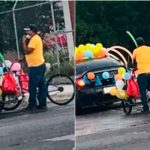 Adornó su triciclo para no faltar la caravana de la escuela de sus hijos mexico, viral, triciclo, caravana, escuela, redes sociales, fotos,