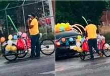 Adornó su triciclo para no faltar la caravana de la escuela de sus hijos mexico, viral, triciclo, caravana, escuela, redes sociales, fotos,