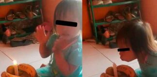 Improvisan ‘pastel’ con bananos para festejar el cumpleaños de su hija