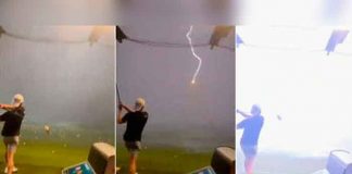 Sorprendente y aterrador, un rayo impacta en una bola de golf (VIDEO)