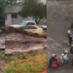 Impactante video del rescate de una familia que era arrastrada por fuertes correntadas Impactante video del rescate de una familia que era arrastrada por una correntada