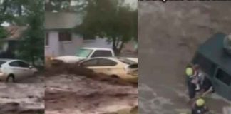 Impactante video del rescate de una familia que era arrastrada por una correntada