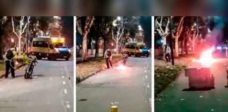 ¡La locurita! Policía lo detiene, no tenía los papeles de la moto y decidió quemarla