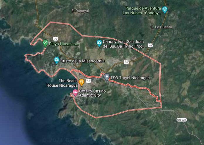 San Juan del Sur en vista satelital