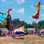 VIDEO: Niños viven momentos de terror al ser catapultados por un castillo inflable en Bielorrusia Momentos donde los castillos inflables salen por los aires